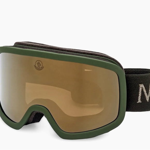 Moncler Army Green Gold Ski Snow Goggles New Never Worn W/Original Case - Picture 7 of 13